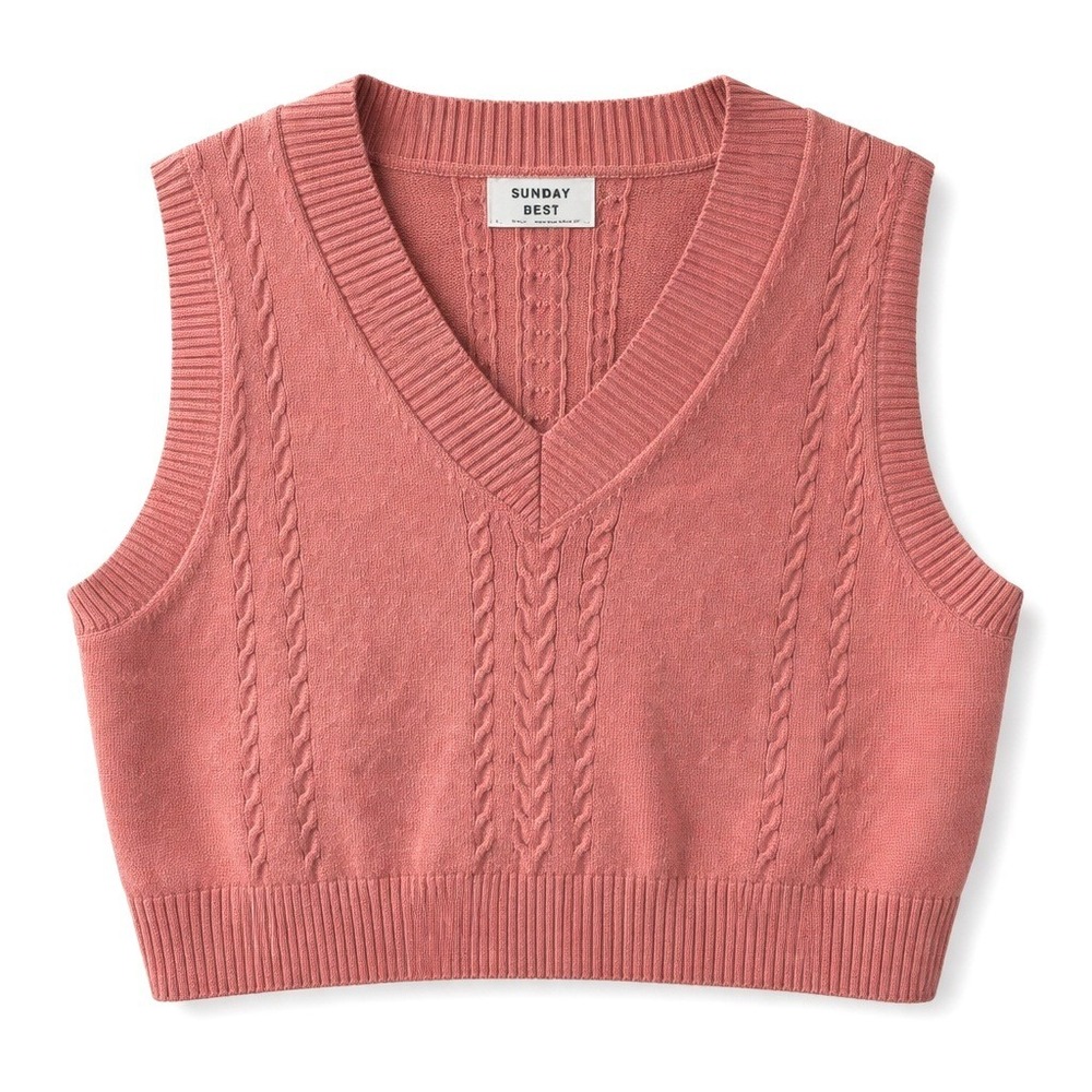 Sunday‎ Best Aritzia Large Mauve Cropped Cable Knit Vest Sweater Womens